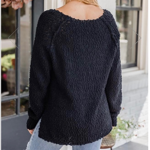 NWOT-Pink Lily- Black Popcorn Sweater - Picture 5 of 8